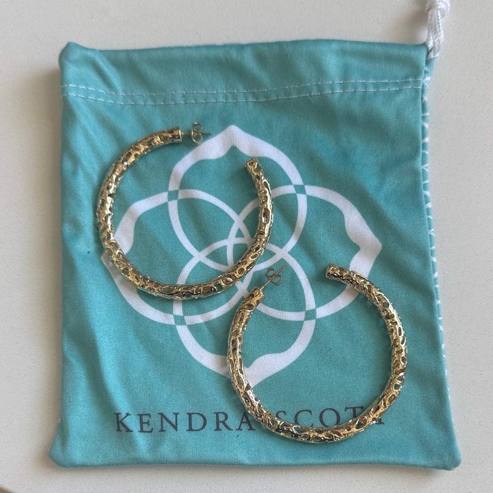 Kendra Scott Textured Gold Hoop Earrings